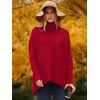 image:imageANRABESS Womens Oversized Turtleneck Batwing Long Sleeve Casual Cozy Baggy Knit Pullover Tunic Sweater 2026 Fall OutfitsRed