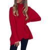 image:imageANRABESS Womens Oversized Turtleneck Batwing Long Sleeve Casual Cozy Baggy Knit Pullover Tunic Sweater 2026 Fall OutfitsRed
