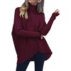 image:imageANRABESS Womens Oversized Turtleneck Batwing Long Sleeve Casual Cozy Baggy Knit Pullover Tunic Sweater 2026 Fall OutfitsWine Red