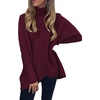 image:imageANRABESS Womens Oversized Turtleneck Batwing Long Sleeve Casual Cozy Baggy Knit Pullover Tunic Sweater 2026 Fall OutfitsWine Red