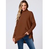 image:imageANRABESS Womens Oversized Turtleneck Batwing Sleeve Spilt Casual Loose Knit Tunic Pullover Sweater Tops 2026 Fall OutfitsAuburn