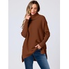 image:imageANRABESS Womens Oversized Turtleneck Batwing Sleeve Spilt Casual Loose Knit Tunic Pullover Sweater Tops 2026 Fall OutfitsAuburn