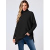image:imageANRABESS Womens Oversized Turtleneck Batwing Sleeve Spilt Casual Loose Knit Tunic Pullover Sweater Tops 2026 Fall OutfitsBlack