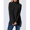 image:imageANRABESS Womens Oversized Turtleneck Batwing Sleeve Spilt Casual Loose Knit Tunic Pullover Sweater Tops 2026 Fall OutfitsBlack