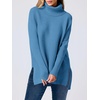 image:imageANRABESS Womens Oversized Turtleneck Batwing Sleeve Spilt Casual Loose Knit Tunic Pullover Sweater Tops 2026 Fall OutfitsBlue