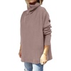 image:imageANRABESS Womens Oversized Turtleneck Batwing Sleeve Spilt Casual Loose Knit Tunic Pullover Sweater Tops 2026 Fall OutfitsBrown