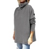 image:imageANRABESS Womens Oversized Turtleneck Batwing Sleeve Spilt Casual Loose Knit Tunic Pullover Sweater Tops 2026 Fall OutfitsDark Gray