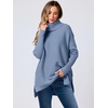image:imageANRABESS Womens Oversized Turtleneck Batwing Sleeve Spilt Casual Loose Knit Tunic Pullover Sweater Tops 2026 Fall OutfitsGray Blue