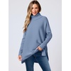 image:imageANRABESS Womens Oversized Turtleneck Batwing Sleeve Spilt Casual Loose Knit Tunic Pullover Sweater Tops 2026 Fall OutfitsGray Blue