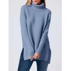image:imageANRABESS Womens Oversized Turtleneck Batwing Sleeve Spilt Casual Loose Knit Tunic Pullover Sweater Tops 2026 Fall OutfitsGray Blue