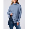 image:imageANRABESS Womens Oversized Turtleneck Batwing Sleeve Spilt Casual Loose Knit Tunic Pullover Sweater Tops 2026 Fall OutfitsGray Blue