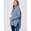 image:imageANRABESS Womens Oversized Turtleneck Batwing Sleeve Spilt Casual Loose Knit Tunic Pullover Sweater Tops 2026 Fall OutfitsGray Blue