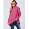image:imageANRABESS Womens Oversized Turtleneck Batwing Sleeve Spilt Casual Loose Knit Tunic Pullover Sweater Tops 2026 Fall OutfitsHot Pink