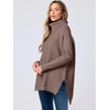 image:imageANRABESS Womens Oversized Turtleneck Batwing Sleeve Spilt Casual Loose Knit Tunic Pullover Sweater Tops 2026 Fall OutfitsLight Brown