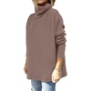 image:imageANRABESS Womens Oversized Turtleneck Batwing Sleeve Spilt Casual Loose Knit Tunic Pullover Sweater Tops 2026 Fall OutfitsLight Brown