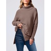 image:imageANRABESS Womens Oversized Turtleneck Batwing Sleeve Spilt Casual Loose Knit Tunic Pullover Sweater Tops 2026 Fall OutfitsLight Brown