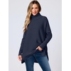 image:imageANRABESS Womens Oversized Turtleneck Batwing Sleeve Spilt Casual Loose Knit Tunic Pullover Sweater Tops 2026 Fall OutfitsNavy Blue