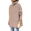 image:imageANRABESS Womens Oversized Turtleneck Batwing Sleeve Spilt Casual Loose Knit Tunic Pullover Sweater Tops 2026 Fall OutfitsPeach Brown Khaki