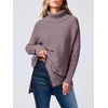 image:imageANRABESS Womens Oversized Turtleneck Batwing Sleeve Spilt Casual Loose Knit Tunic Pullover Sweater Tops 2026 Fall OutfitsPurple
