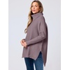 image:imageANRABESS Womens Oversized Turtleneck Batwing Sleeve Spilt Casual Loose Knit Tunic Pullover Sweater Tops 2026 Fall OutfitsPurple