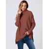 image:imageANRABESS Womens Oversized Turtleneck Batwing Sleeve Spilt Casual Loose Knit Tunic Pullover Sweater Tops 2026 Fall OutfitsRust