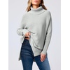 image:imageANRABESS Womens Oversized Turtleneck Batwing Sleeve Spilt Casual Loose Knit Tunic Pullover Sweater Tops 2026 Fall OutfitsSilver
