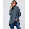 image:imageANRABESS Womens Oversized Turtleneck Batwing Sleeve Spilt Casual Loose Knit Tunic Pullover Sweater Tops 2026 Fall OutfitsTeal