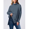 image:imageANRABESS Womens Oversized Turtleneck Batwing Sleeve Spilt Casual Loose Knit Tunic Pullover Sweater Tops 2026 Fall OutfitsTeal