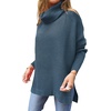 image:imageANRABESS Womens Oversized Turtleneck Batwing Sleeve Spilt Casual Loose Knit Tunic Pullover Sweater Tops 2026 Fall OutfitsTeal