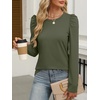 image:imageANRABESS Womens Puff Long Sleeve Shirts  Basic Crewneck Tops Comfy Soft Layering Tees Business Casual Work Office Outfits Fall Winter Transition ClothesArmy Green