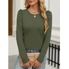 image:imageANRABESS Womens Puff Long Sleeve Shirts  Basic Crewneck Tops Comfy Soft Layering Tees Business Casual Work Office Outfits Fall Winter Transition ClothesArmy Green