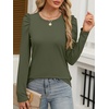 image:imageANRABESS Womens Puff Long Sleeve Shirts  Basic Crewneck Tops Comfy Soft Layering Tees Business Casual Work Office Outfits Fall Winter Transition ClothesArmy Green