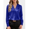 image:imageANRABESS Womens Satin V Neck Long Sleeve Blouse Shirts  Silky Soft TopPleated Ruched ShouldersBusiness Casual Work Office OutfitsDressy ElegantFall Spring Transition ClothesRoyal Blue