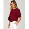 image:imageANRABESS Womens Short Sleeve Crewneck Sweater Crop Top 2026 Fall Fashion  Soft Stretchy Breathable Pullover Cropped Loose Fit Chunky Knit Drop Shoulder Casual Lounge School amp Travel OutfitsRed