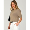 image:imageANRABESS Womens Short Sleeve Crewneck Sweater Crop Top 2026 Fall Fashion  Soft Stretchy Breathable Pullover Cropped Loose Fit Chunky Knit Drop Shoulder Casual Lounge School amp Travel OutfitsKhaki