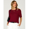 image:imageANRABESS Womens Short Sleeve Crewneck Sweater Crop Top 2026 Fall Fashion  Soft Stretchy Breathable Pullover Cropped Loose Fit Chunky Knit Drop Shoulder Casual Lounge School amp Travel OutfitsRed