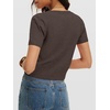 image:imageANRABESS Womens Short Sleeve Sweaters Cropped V Neck Business Casual Lightweight Sweater Tops Summer Spring Clothes 2026Brown