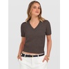 image:imageANRABESS Womens Short Sleeve Sweaters Cropped V Neck Business Casual Lightweight Sweater Tops Summer Spring Clothes 2026Brown