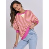 image:imageANRABESS Womens Striped Oversized Sweatshirts Crew Neck Long Sleeve Shirts Soft Color Block Pullover Top Fashion ClothingHot Pink Yellow