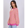 image:imageANRABESS Womens Striped Oversized Sweatshirts Crew Neck Long Sleeve Shirts Soft Color Block Pullover Top Fashion ClothingHot Pink Yellow