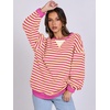 image:imageANRABESS Womens Striped Oversized Sweatshirts Crew Neck Long Sleeve Shirts Soft Color Block Pullover Top Fashion ClothingHot Pink Yellow