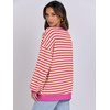 image:imageANRABESS Womens Striped Oversized Sweatshirts Crew Neck Long Sleeve Shirts Soft Color Block Pullover Top Fashion ClothingHot Pink Yellow