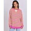 image:imageANRABESS Womens Striped Oversized Sweatshirts Crew Neck Long Sleeve Shirts Soft Color Block Pullover Top Fashion ClothingHot Pink Yellow