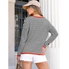 image:imageANRABESS Womens Striped Sweaters Long Sleeve Top Crewneck Color Block Casual Loose Knitted Pullover Shirts 2026 Fall OutfitsBlack White Orange
