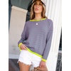 image:imageANRABESS Womens Striped Sweaters Long Sleeve Top Crewneck Color Block Casual Loose Knitted Pullover Shirts 2026 Fall OutfitsPink Green