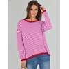 image:imageANRABESS Womens Striped Sweaters Long Sleeve Top Crewneck Color Block Casual Loose Knitted Pullover Shirts 2026 Fall OutfitsRed White Pink