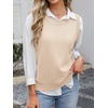 image:imageANRABESS Womens Sweater Vest Summer Sleeveless Crewneck Ribbed Knit Side Button Loose Pullover Tank Tops 2026 Fall OutfitsBeige
