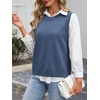 image:imageANRABESS Womens Sweater Vest Summer Sleeveless Crewneck Ribbed Knit Side Button Loose Pullover Tank Tops 2026 Fall OutfitsSteel Blue