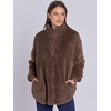 image:imageANRABESS Womens Sweatshirt Sherpa Fuzzy Fleece Zip Up Hoodies Cozy Pullover Soft Sweaters Tops 2026 Fall Trendy ClothesRed Brown