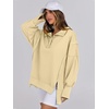 image:imageANRABESS Womens Sweatshirts Oversized Casual Loose Button Up Henley Pullover Top High Low Split 2026 Fall Fashion OutfitsBeige